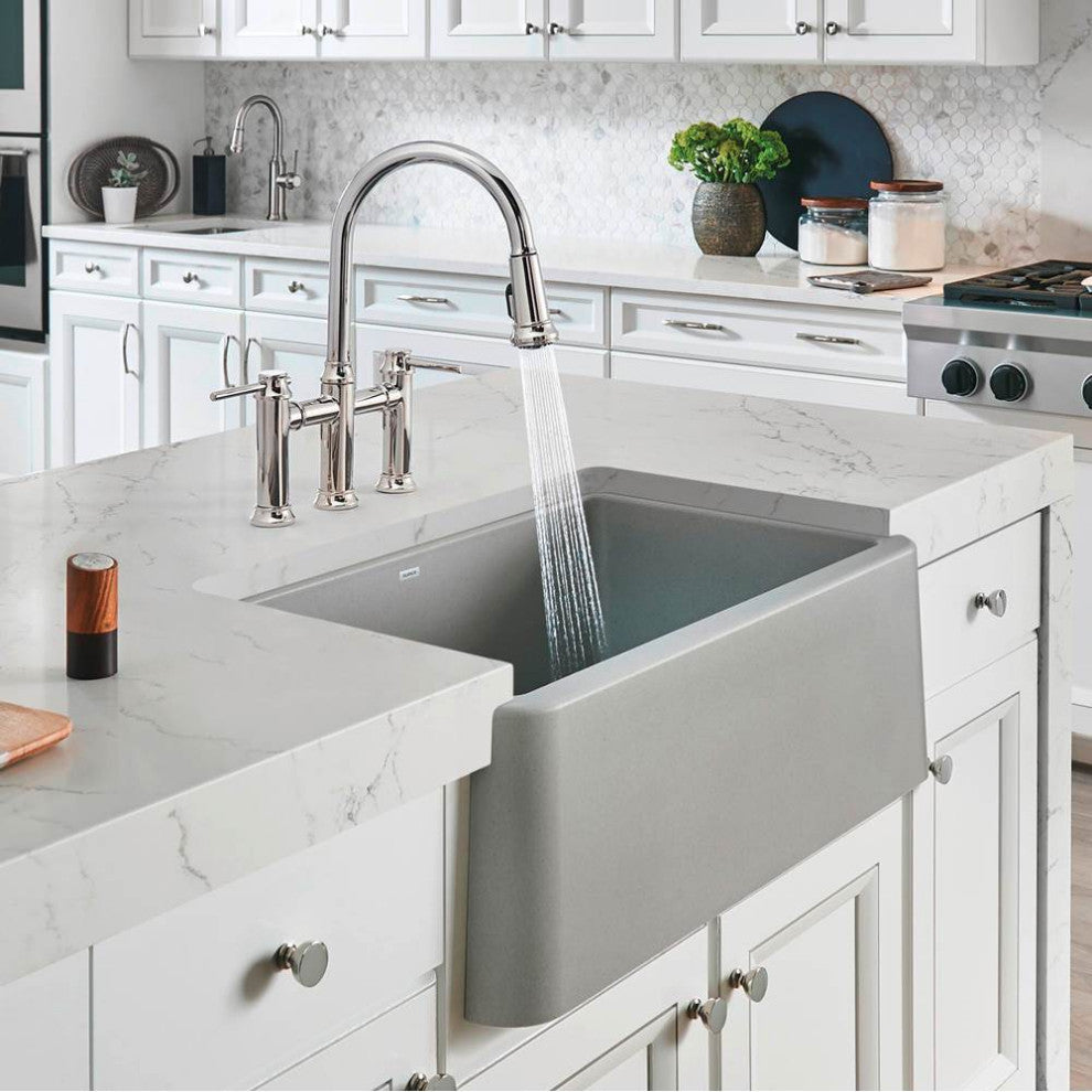 Blanco Ikon 30" Apron Front Kitchen Sink, Concrete Gray