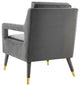 Modern Lounge Accent Side Chair Armchair, Velvet Fabric Wood, Grey Gray
