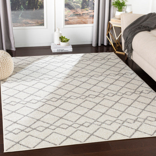 Surya Seville SEV-2321 5'3"x7'3" Rug, Medium Gray/White