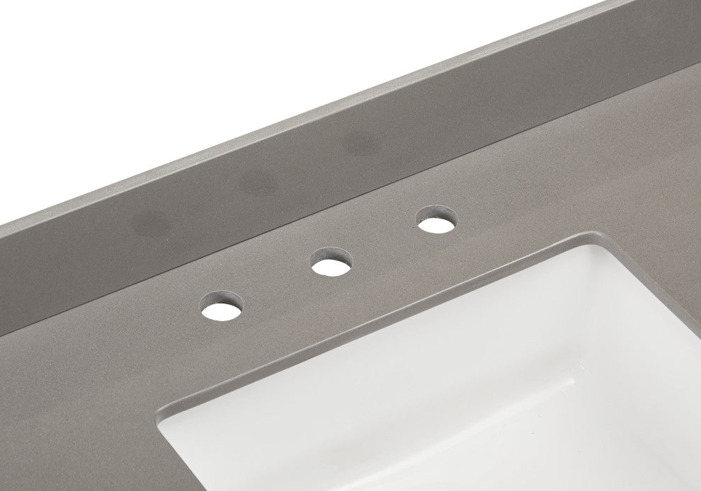 Madrid Bathroom Vanity Countertop, Concrete Gray With White Sink, 73"