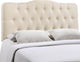 Modern Contemporary King Size Fabric Headboard, Ivory Fabric