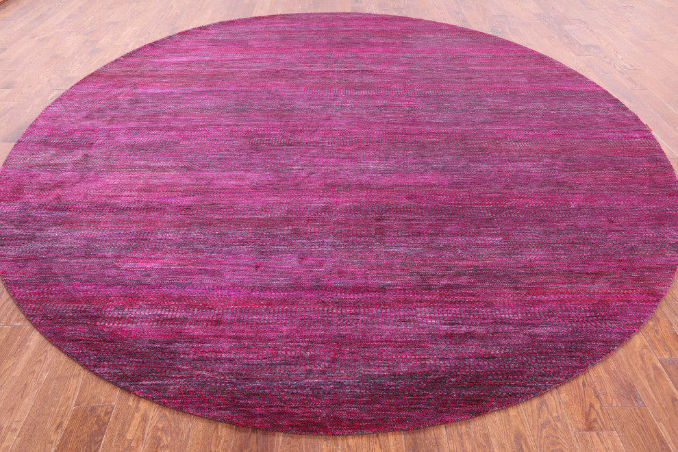 12' Round Wool & Silk Hand Knotted Super Savannah Gabbeh Rug - Q13054