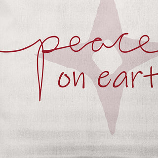 Merry Red Colored Peace on Earth Christmas Polyester Throw Pillow, 20"x20"