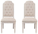 Set of 2 Upholstered Side Chairs in Antique Champagne Finish