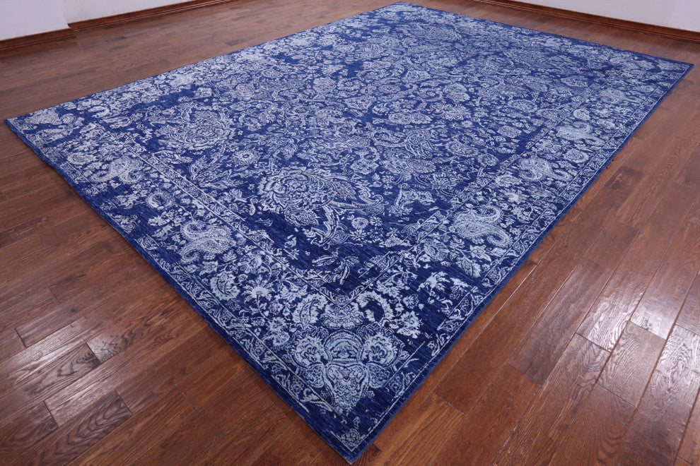 10' 2" X 14' 1" Handmade Wool and Silk Persian Rug Q8688