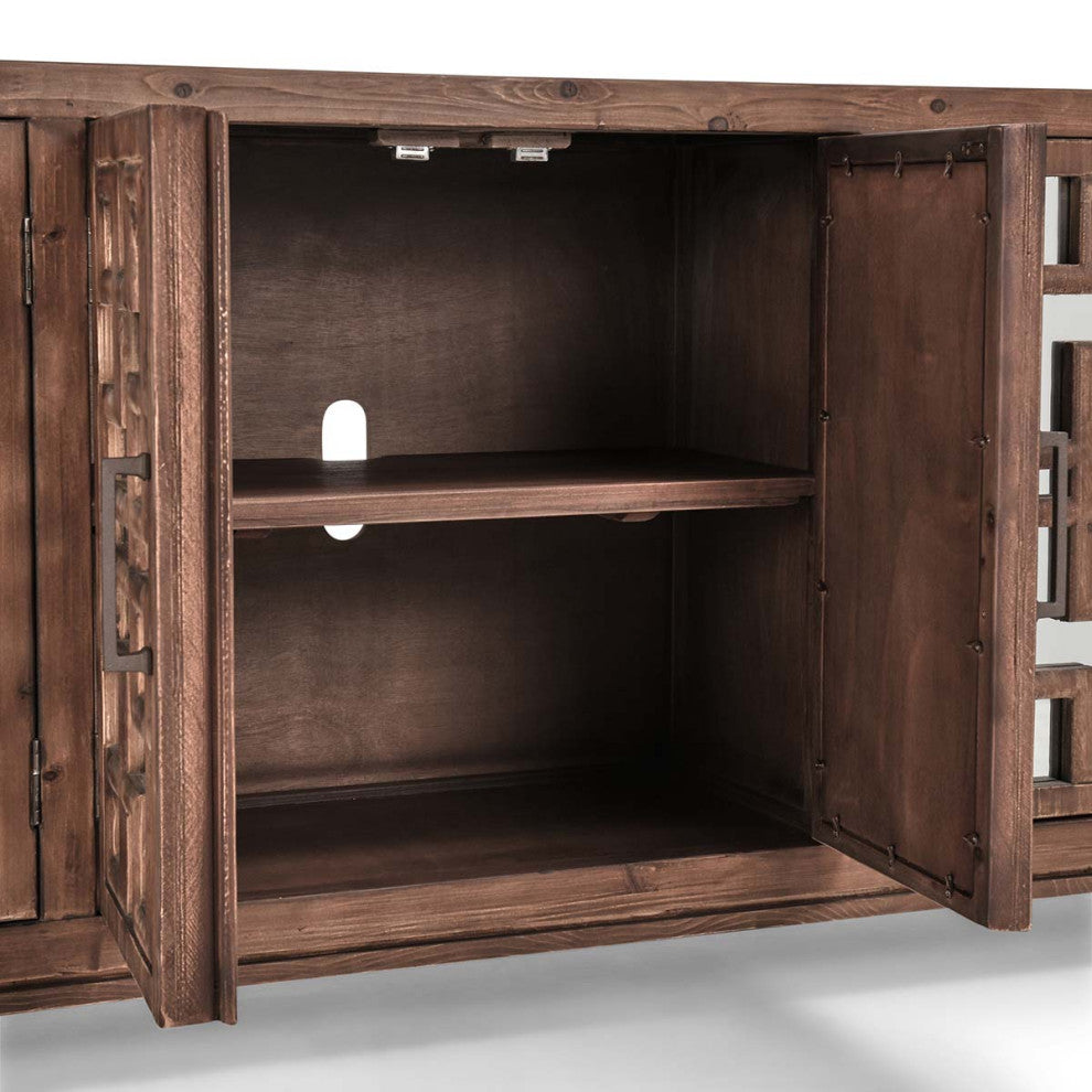 Chestnut Lattice Mirrored Sideboard