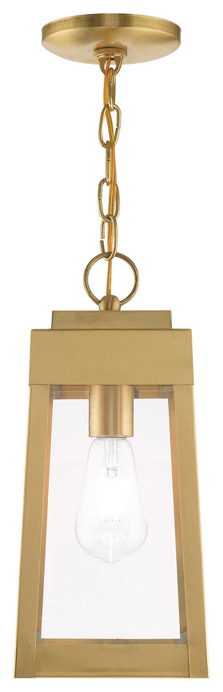 Livex Lighting Satin Brass 1-Light Outdoor Pendant Lantern