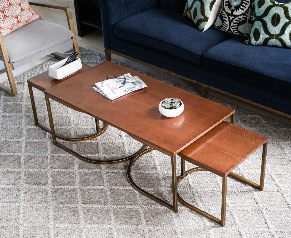3-Piece Haven Home Lincoln Nesting Table Set, Deco Walnut