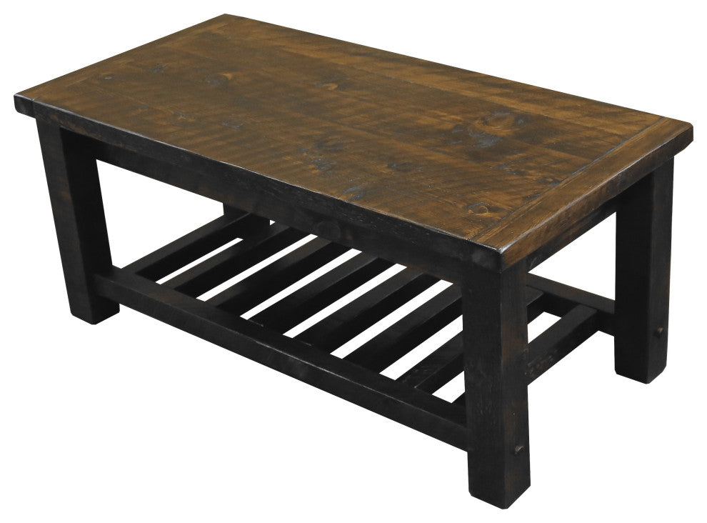 Barnwood Style Timber Peg Coffee Table, Woodland Smoke