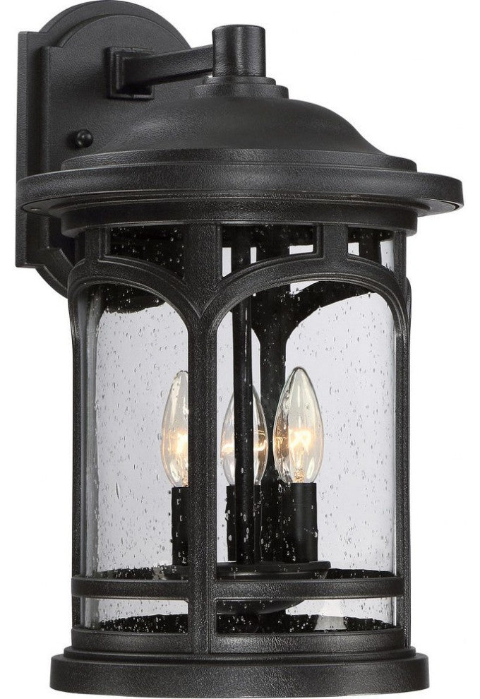 Quoizel MBH8411K Three Light Outdoor Wall Lantern Marblehead Mystic Black