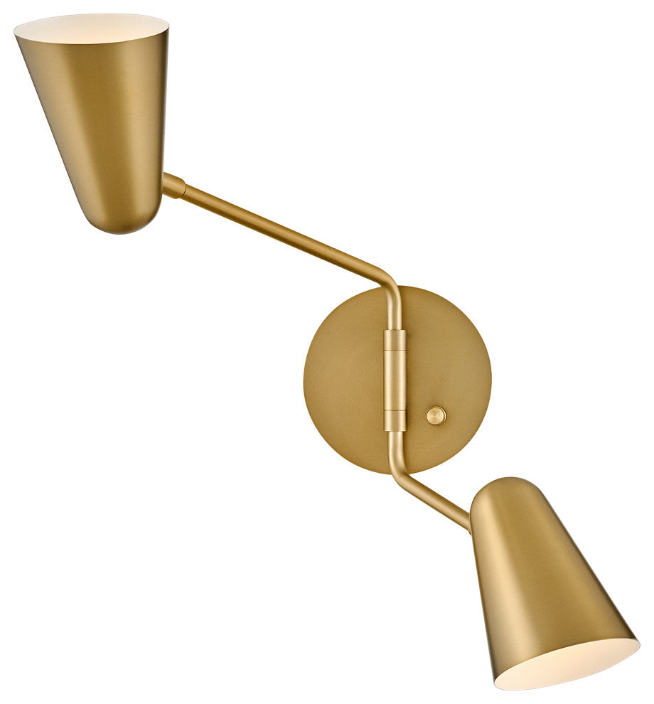 Lark Birdie 22.75" Two Light Sconce, Matte White + Lacquered Brass