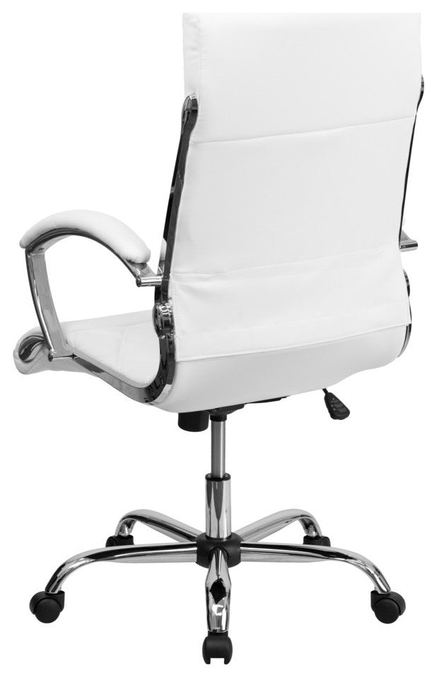 High Back Designer White Leather Executive Swivel Chair