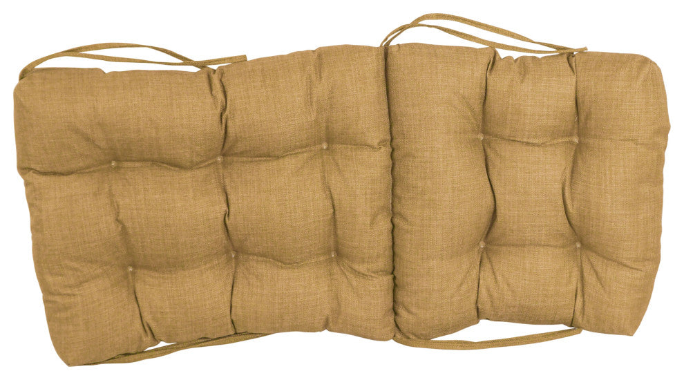 18"x38" Solid Microsuede Tufted Chair Cushion, Wheat