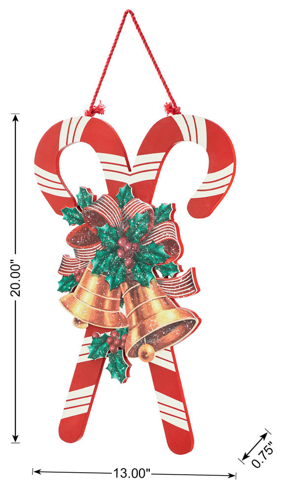 20"H Wooden Christmas Candy Cane Wall Decor