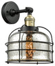 Large Bell Cage 1-Light Sconce, Black Antique Brass, Silver Plated Mercury