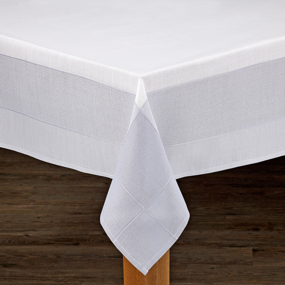 Bohemia 70% Cotton 30% Polyester Polyester Tablecloth, White/Gray, 70"x70"