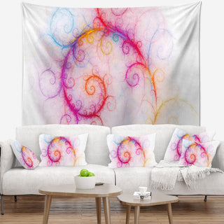 Beautiful Pink Fractal Pattern Abstract Wall Tapestry, 80"x68"