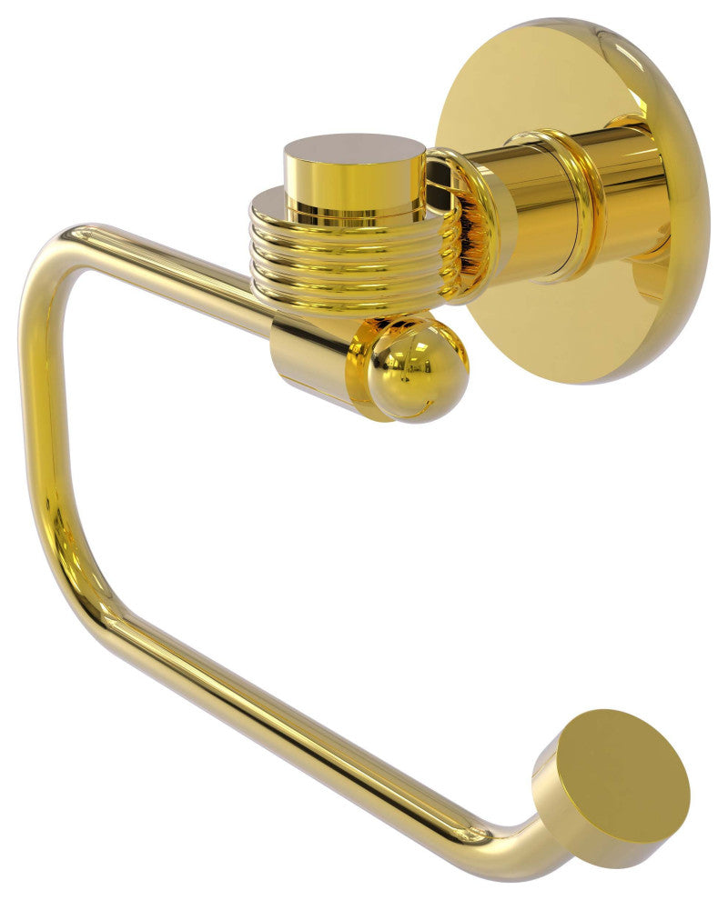 Continental Euro Toilet Tissue Holder With Groovy Accents, Polished Brass
