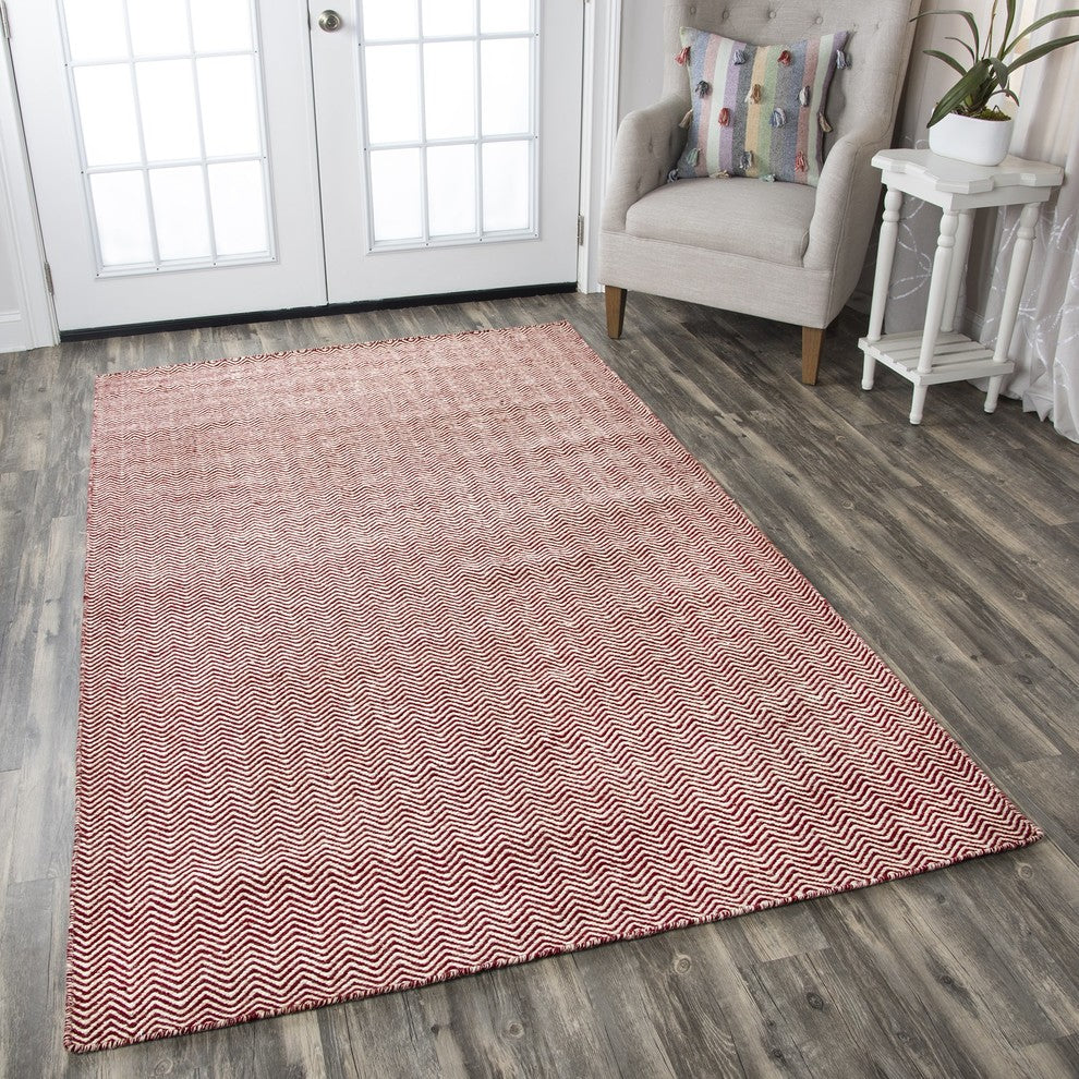 Rizzy Home Twist TW2967 Burgundy Chevron Area Rug, Rectangular 9'x12'