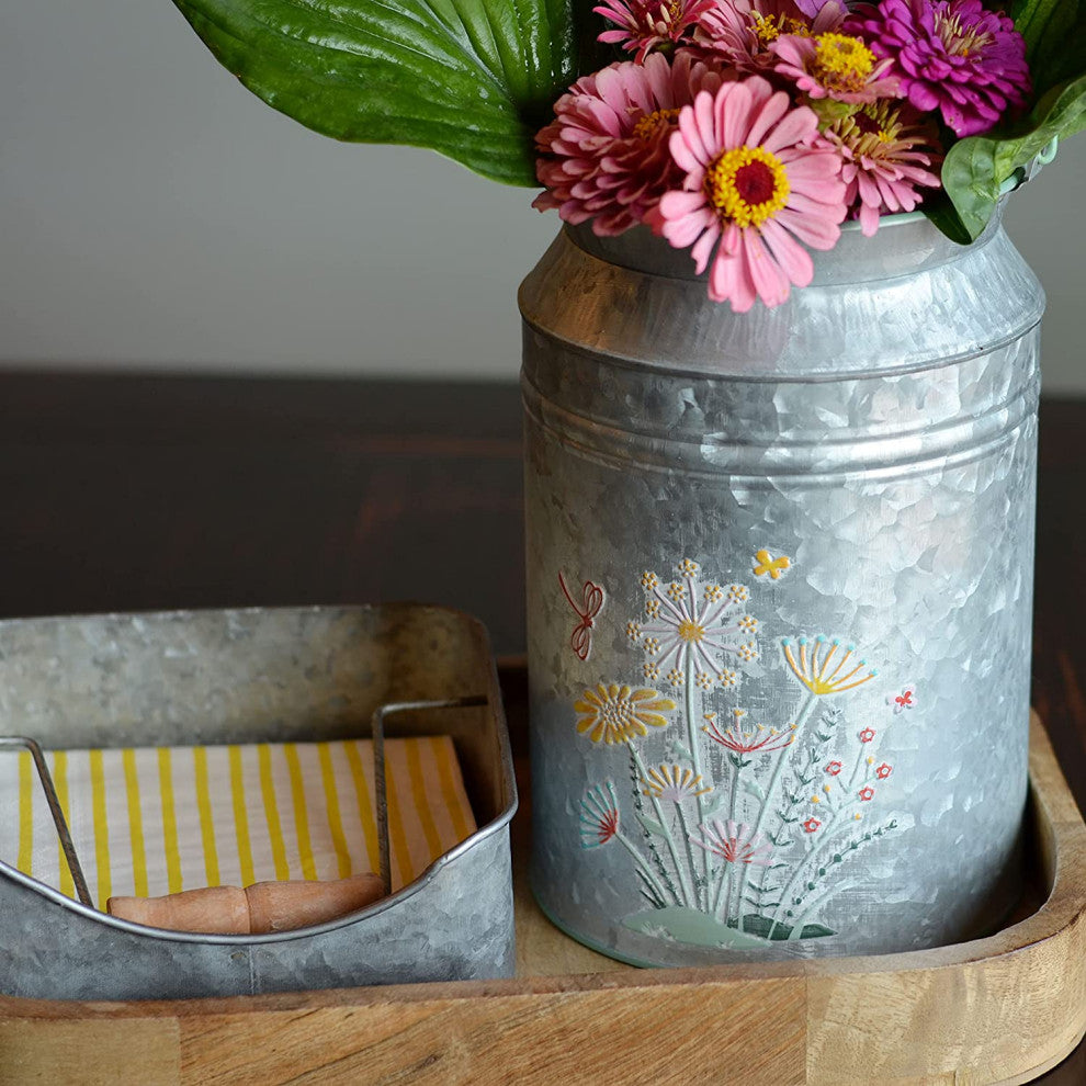 Creamery Milk Can, Wide Neck Vase, 9.5 Inches