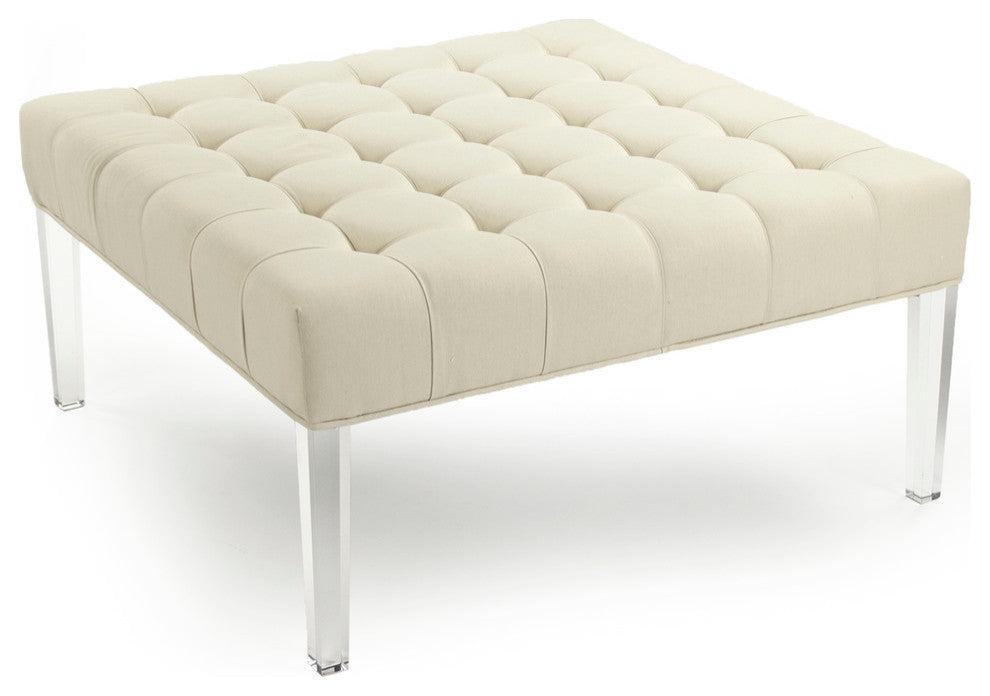 Raylen Ottoman, Cream Cotton