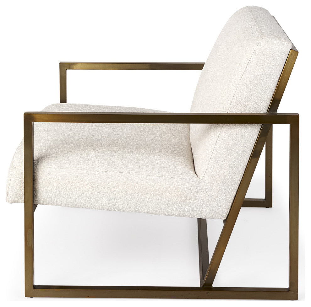 Geo Modern Cream and Gold Accent or Side Chair
