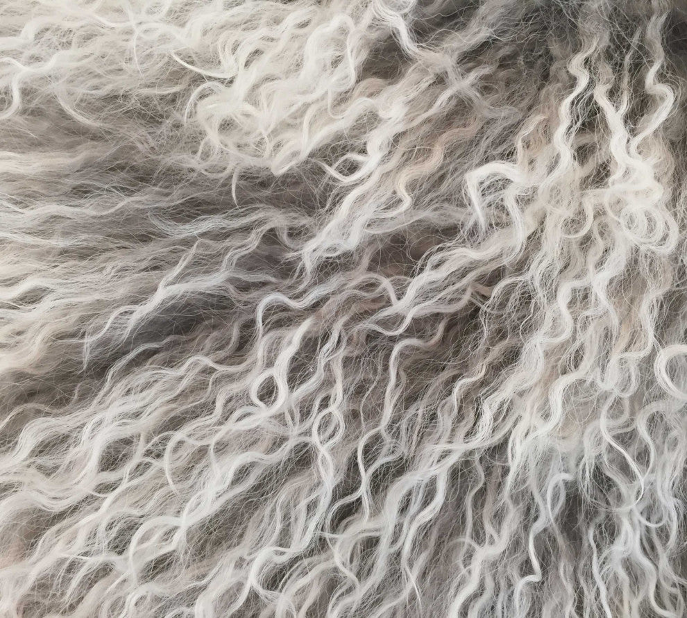HomeRoots 17" Grey Genuine Tibetan Lamb Fur Pillow With Microsuede Backing