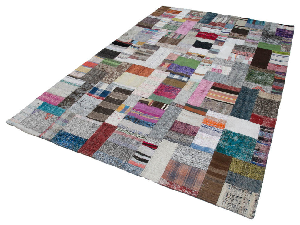 Rug N Carpet - Handmade Anatolian 6' 7'' x 9' 10'' Tribal Patchwork Kilim Rug