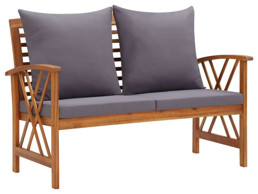 vidaXL Patio Furniture Set 4 Piece Bench Seat with Table Solid Acacia Wood