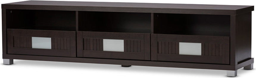 Gerhardine Dark Brown Wood 63" TV Cabinet With 3-drawer