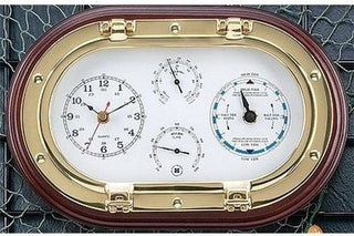 Clock, Tide Clock, Thermometer and Hygrometer Porthole Weather Station