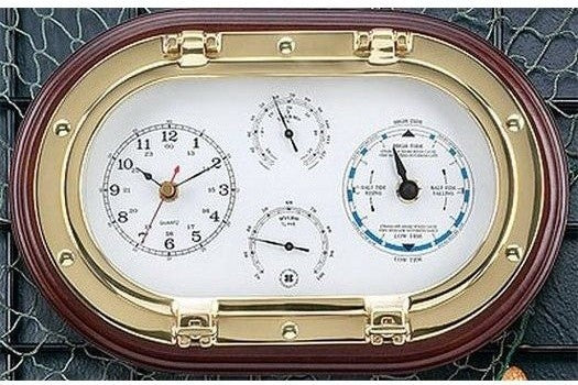 Clock, Tide Clock, Thermometer and Hygrometer Porthole Weather Station