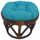 18" Round Spun Polyester Tufted Footstool Cushion, Aqua Blue