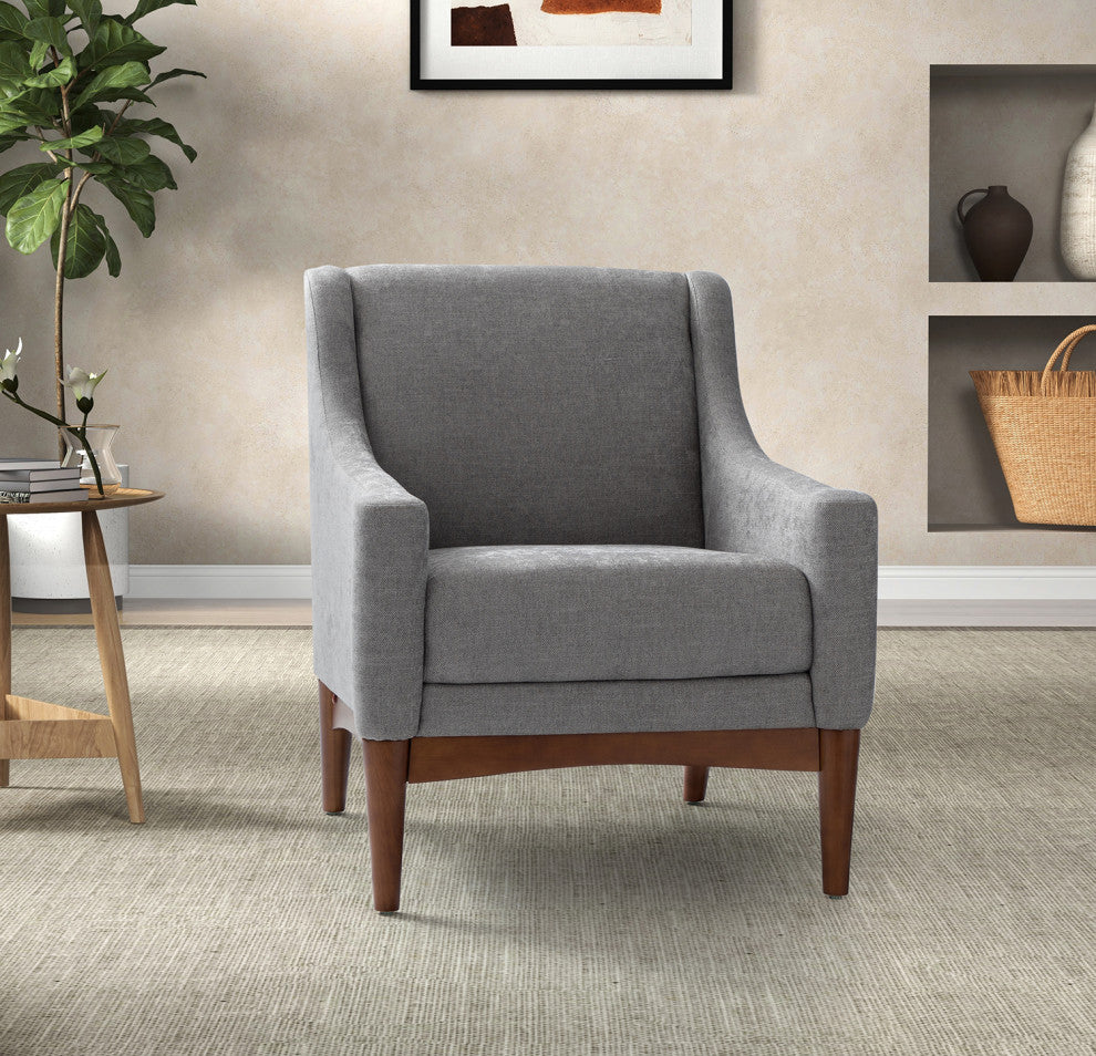 34.2" Comfy Living Room Armchair With Sloped Arms, Gray