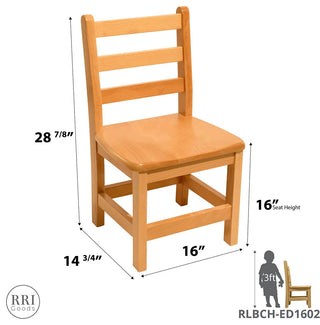 RRI Goods Ladderback Kids Wooden Chair Set of 2, 16"