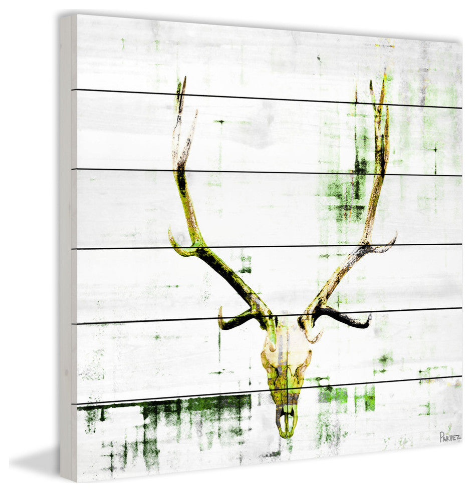 "Antler" Print on White Wood, 32"x32"