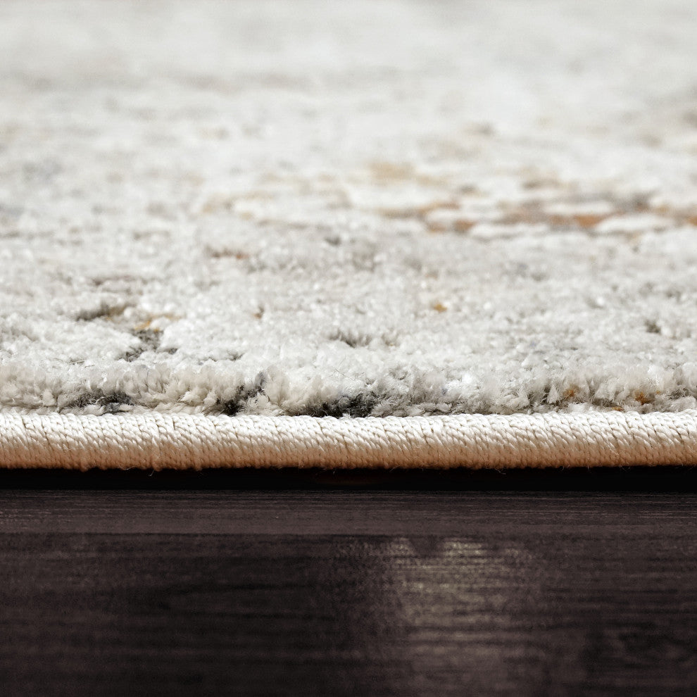 Dynamic Rugs Capella Shrink Poly Area Rug, Gray/Gold, 3'x6'
