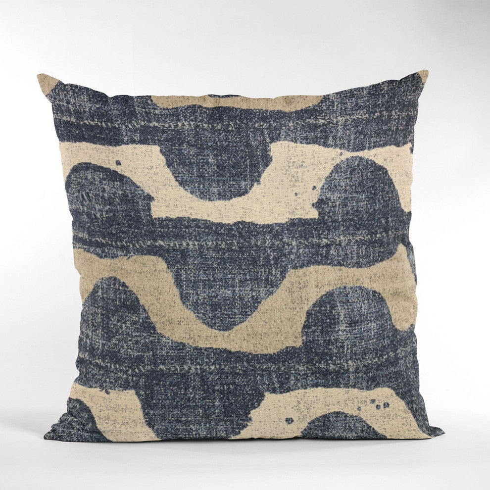 Plutus Blue Shore Stripe Luxury Throw Pillow, 24"x24"
