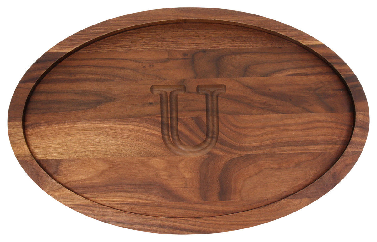 BigWood Boards Oval Monogram Walnut Trencher Board, U