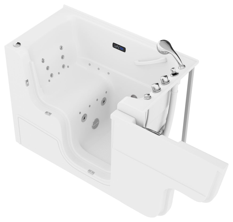 Left Drain Fully Loaded Walk-in Bathtub With Air and Water Jets, 2953 Right Drain Wheelchair