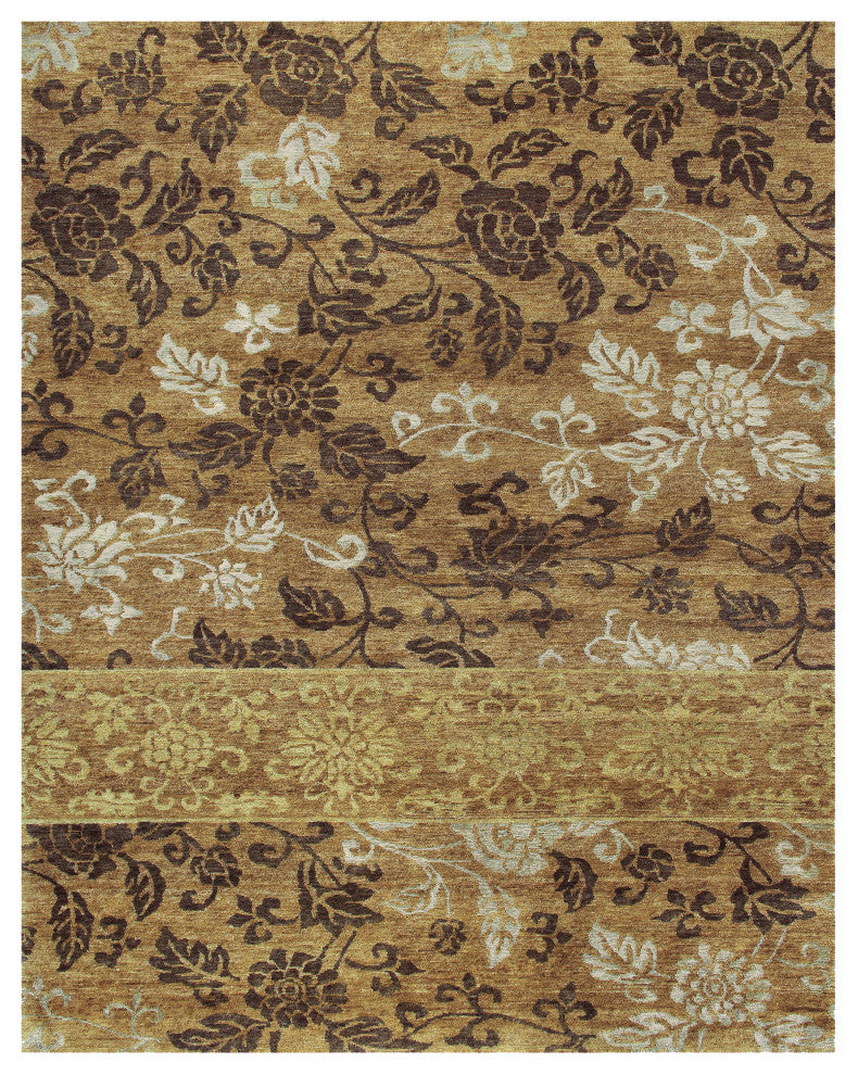 Weave & Wander Timeo Hand Knot Oriental Rug, Brown, 5'6"x8'6"