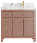Sonoma 36" Right Offset Reeded Bath Vanity in Warm Terracotta, 2"  Viola Brown