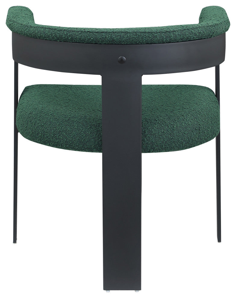Romeo Upholstered Dining Chair, Set of 2, Green, Boucle Fabric, Matte Black