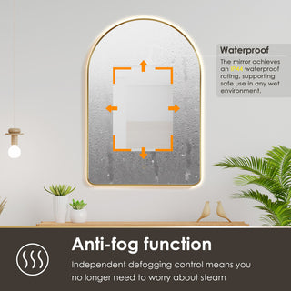 Starlit Domed Bathroom/Vanity LED Wall Mirror, Brushed Gold, 24"