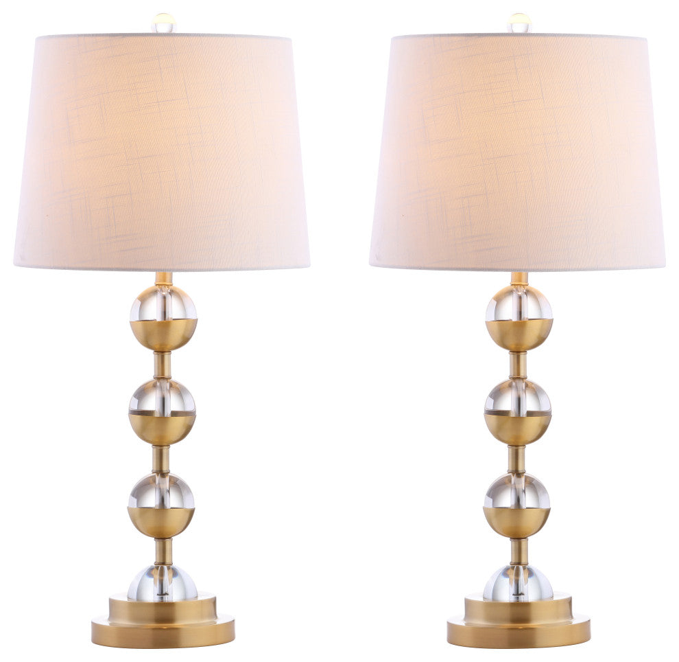 Avery 27.5" Crystal Table Lamp, Clear and Brass Gold, Set of 2