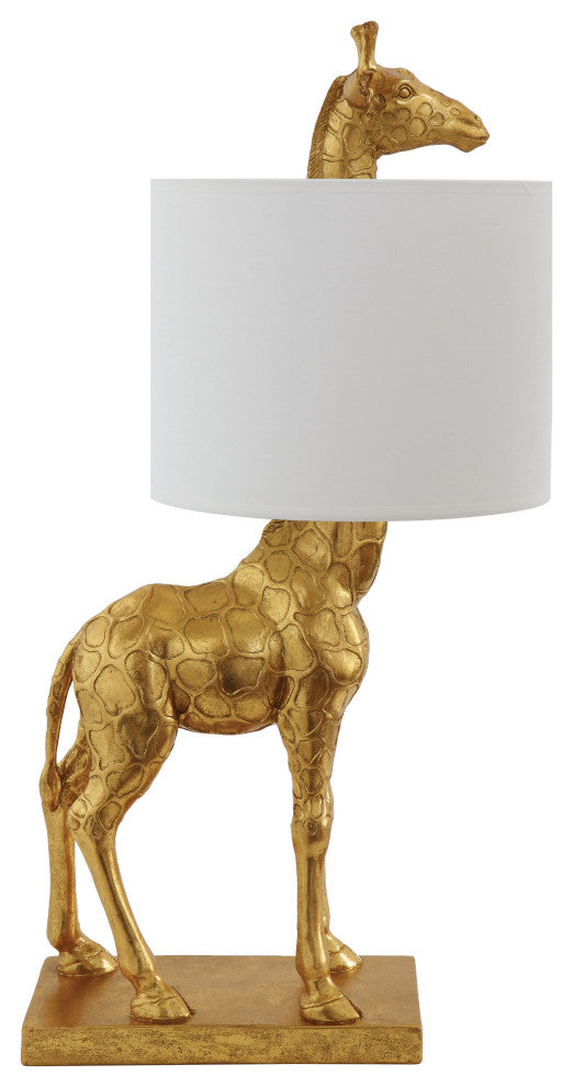 Giraffe Lamp With Linen Shade, Gold
