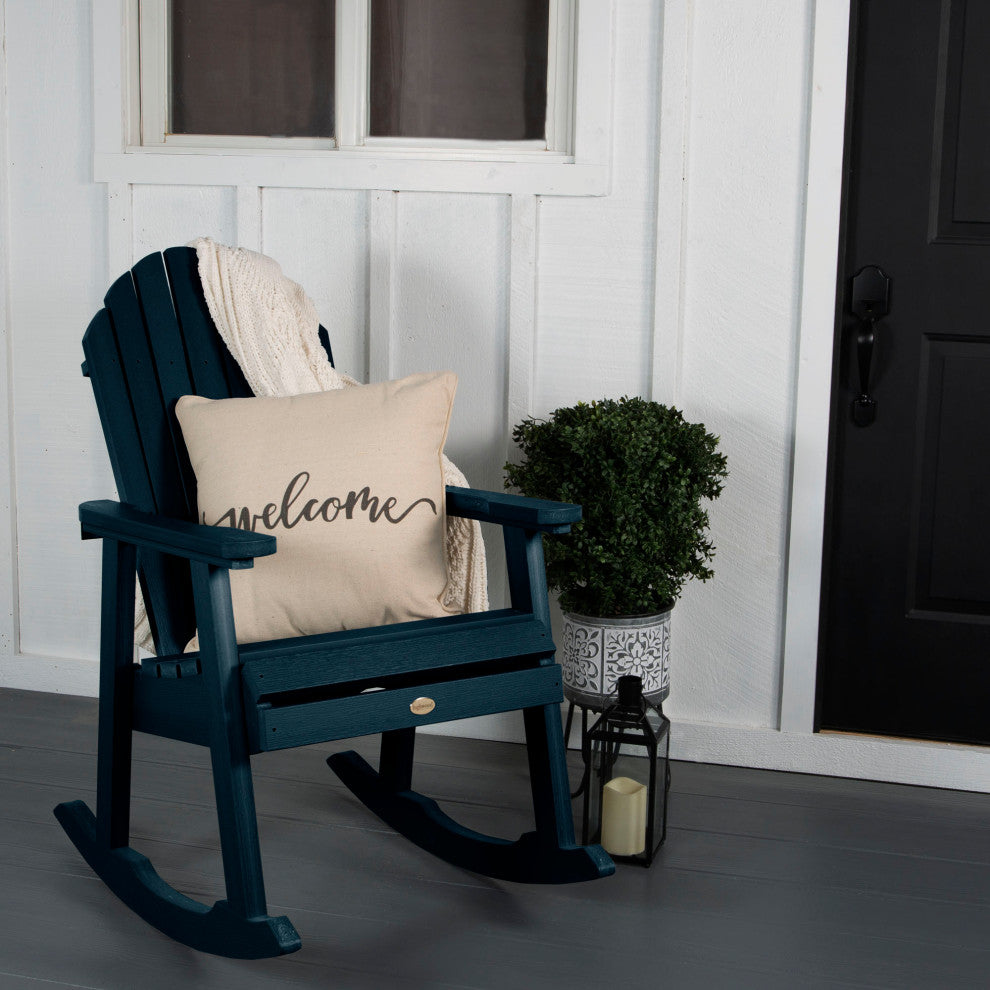 Hamilton Rocking Chair, Weathered Acorn, Federal Blue