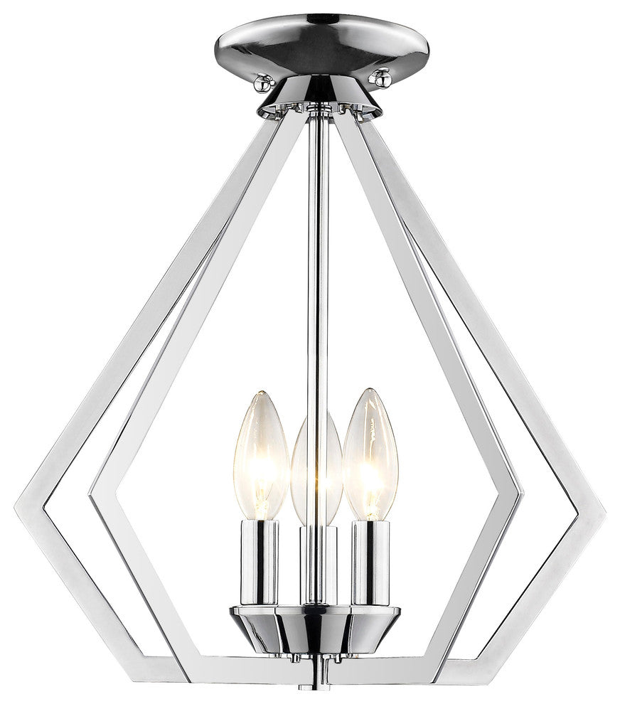 Prism 3-Light Mini Chandelier/Ceiling Mount, Polished Chrome