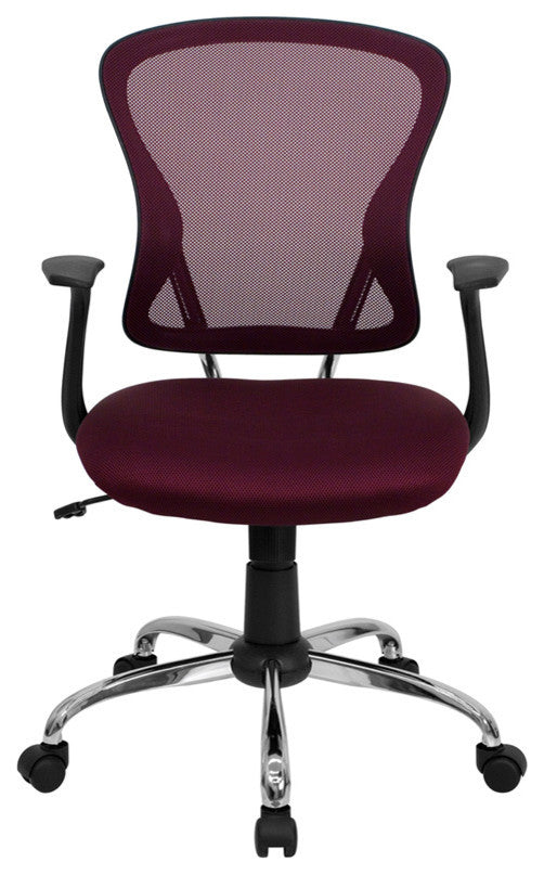 Mid-Back Mesh Swivel Task Chair with Chrome Base, Burgundy