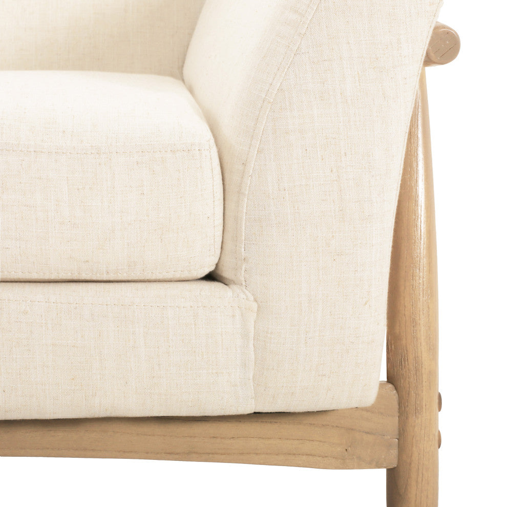 Salsa Uphostered Elm Wood Frame Loveseat, Beige